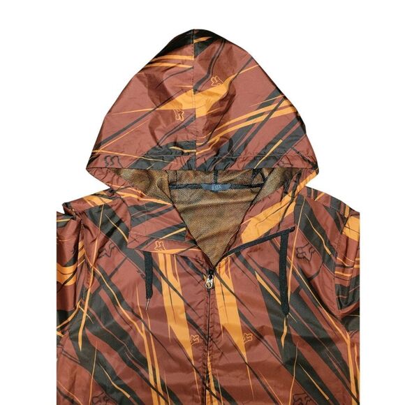 Fox Racing Windbreaker Jacket Mens M Orange All Over Print Motocross Y2K - Picture 3 of 10